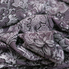 Load image into Gallery viewer, Purple Floral Nylon/Metallic/Spandex Knit Fabric with Puff by the Yard, 58-60" Wide