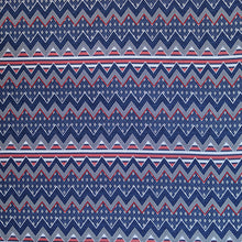 Load image into Gallery viewer, 58-60" Blue-Red Chevron Polyester/Spandex ITY Knit Jersey Fabric with Puff by the Yard