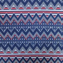 Load image into Gallery viewer, 58-60" Blue-Red Chevron Polyester/Spandex ITY Knit Jersey Fabric with Puff by the Yard