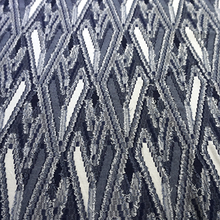 Load image into Gallery viewer, 58/60" Navy and White Diamond Patterned Terry Rayon Clip Knit Jacquard Fabric by the Yard