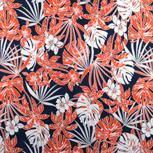 Load image into Gallery viewer, Orange and White Palm Trees with Puff Lining on Navy Background