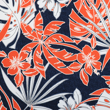 Load image into Gallery viewer, Orange and White Palm Trees with Puff Lining on Navy Background