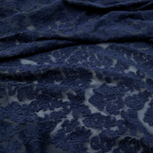 Load image into Gallery viewer, Navy & Black Floral Patterned Cotton/Poly Span Jacquard