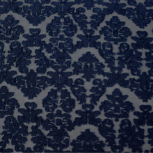 Load image into Gallery viewer, Navy & Black Floral Patterned Cotton/Poly Span Jacquard