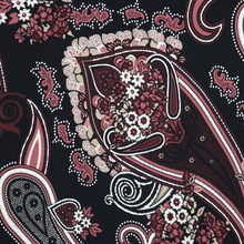 Load image into Gallery viewer, 60" Black-Brown Paisley design ITY Knit Printed Fabric with Puff by the Yard