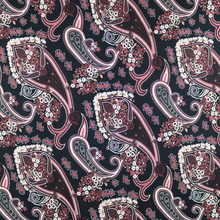 Load image into Gallery viewer, 60" Black-Brown Paisley design ITY Knit Printed Fabric with Puff by the Yard