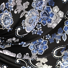 Load image into Gallery viewer, 58/60" 200GSM 4 Color Flowers with Black Background ITY Knit Jersey Fabric with Puff by the Yard