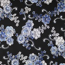 Load image into Gallery viewer, 58/60" 200GSM 4 Color Flowers with Black Background ITY Knit Jersey Fabric with Puff by the Yard