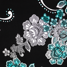 Load image into Gallery viewer, 58/60" 200GSM 4 Color Flowers with Black Background ITY Knit Jersey Fabric with Puff by the Yard