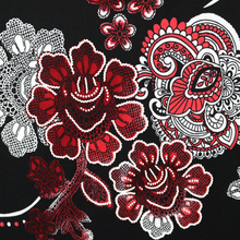 Load image into Gallery viewer, 58/60" 200GSM 4 Color Flowers with Black Background ITY Knit Jersey Fabric with Puff by the Yard