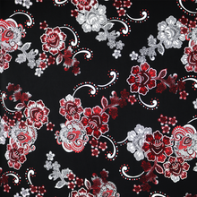 Load image into Gallery viewer, 58/60" 200GSM 4 Color Flowers with Black Background ITY Knit Jersey Fabric with Puff by the Yard