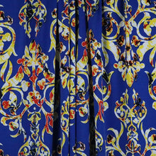 Load image into Gallery viewer, 58/60" 200GSM Gold Damask Patterns on Blue Background ITY Knit Fabric with Puff by the Yard