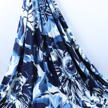 Load image into Gallery viewer, 58/60" 185GSM Navy-Blue Flower Printed Polyester/Spandex Stretchy Embroidered Knit Jacquard Fabric by the Yard