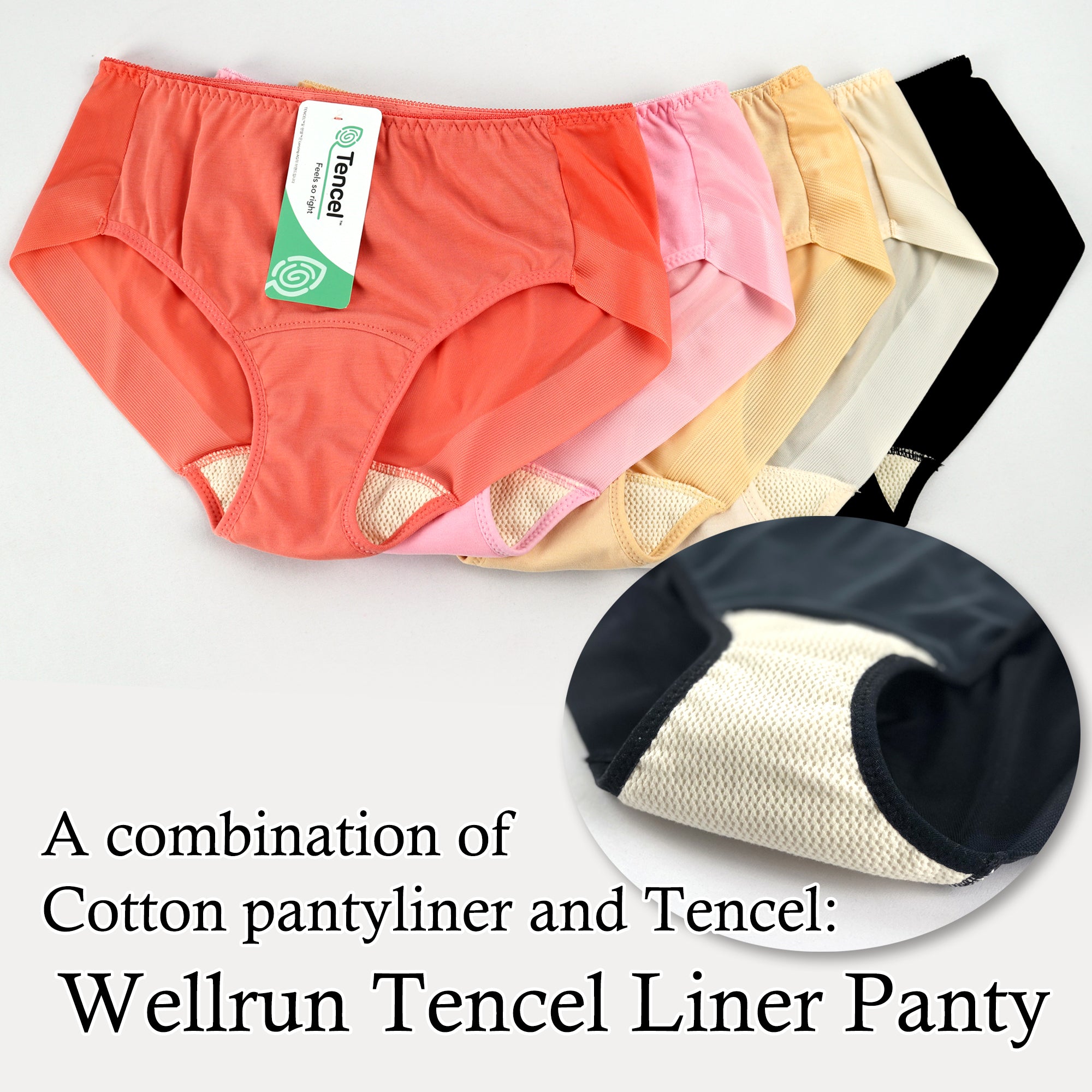 5-pack Wellrun® Tencel Liner Panties – Piece Fabric