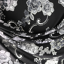 Load image into Gallery viewer, 58/60" 200GSM 4 Color Flowers with Black Background ITY Knit Jersey Fabric with Puff by the Yard
