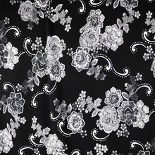 Load image into Gallery viewer, 58/60" 200GSM 4 Color Flowers with Black Background ITY Knit Jersey Fabric with Puff by the Yard