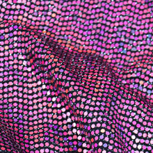 Load image into Gallery viewer, 52&quot; Cuttable Width, 200GSM, 2-Way Stretch Metallic Nylon/Polyester/Spandex with RED Hologram Sequins Knit Fabric by the Yard
