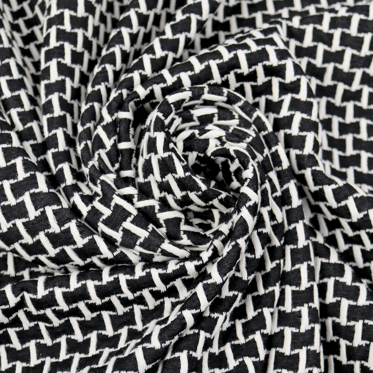 Black-Ivory Cotton Poly Span Jacquard Fabric by the Yard