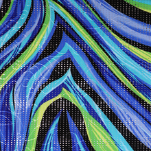 Load image into Gallery viewer, Blue-Green Wave Design Dew-Drops Single Span Jacquard Printed Fabric by the Yard
