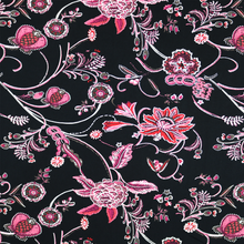 Load image into Gallery viewer, 58/60&quot; 200GSM Pink Flower Patterned Venezia Knit Stretchy Fabric with Puff by the Yard
