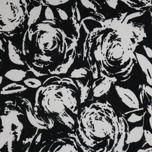 Load image into Gallery viewer, 58/60&quot; White Roses with Black Background Screen Printed Polyester/Single Spandex Knit Jacquard Fabric by the Yard

