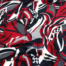 Load image into Gallery viewer, 58-60&quot; 200GSM Black-Burgundy Abstract Pattern ITY Knit Jersey Fabric by the Yard
