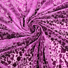 Load image into Gallery viewer, 58/60&quot; Purple Flower Pattern N/P Span Velvet Burn Out P/D Fabric by the Yard
