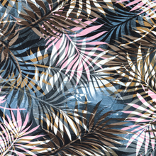 Load image into Gallery viewer, Brown-Pink Tropical Pattern Fabric
