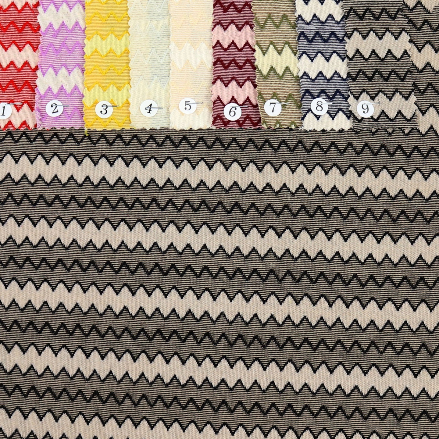 9-Colors Chevron Pattern Cotton/Polyester/Spandex Thunder Knit Fabric by the Yard, 52-54