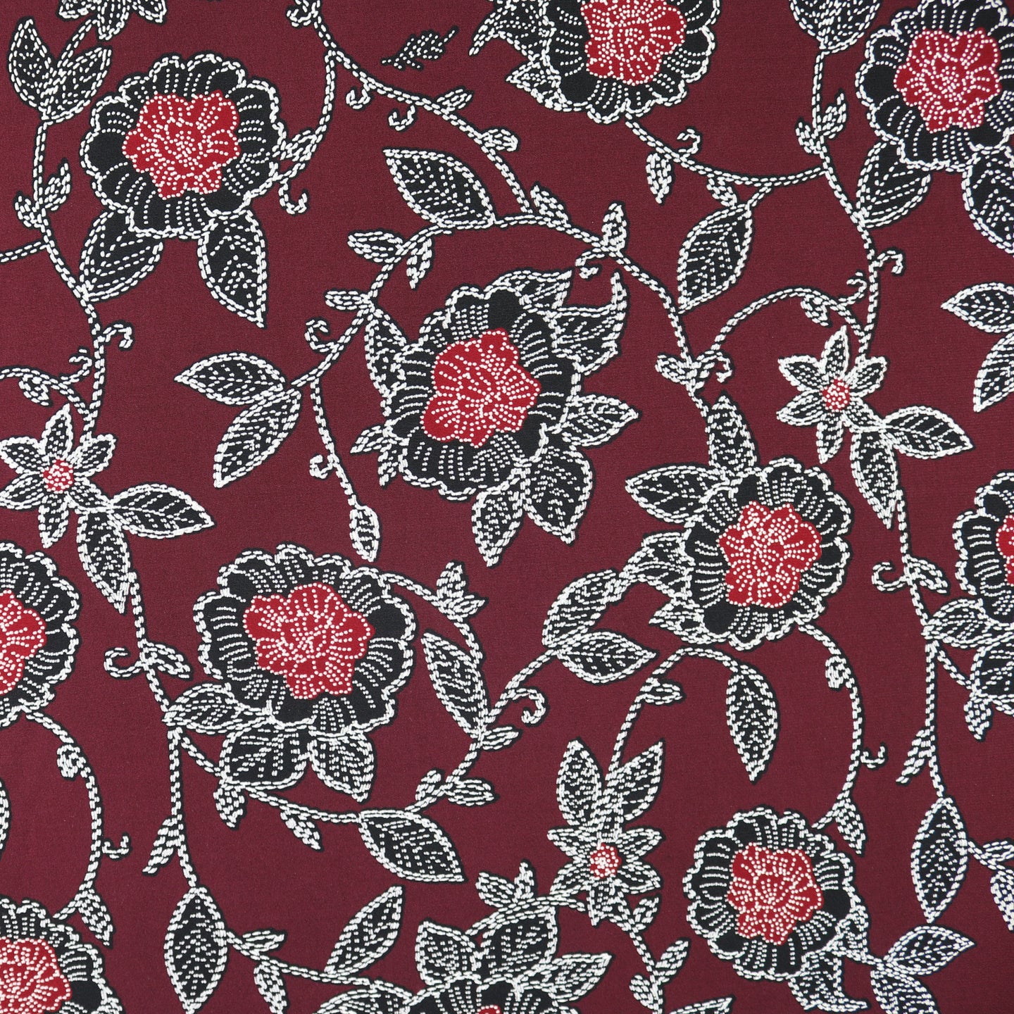 Flower Pattern Printed Polyester/Spandex ITY Knit Fabric with Puff by the Yard, 58-60