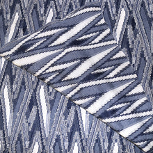Load image into Gallery viewer, 58/60&quot; Navy and White Diamond Patterned Terry Rayon Clip Knit Jacquard Fabric by the Yard
