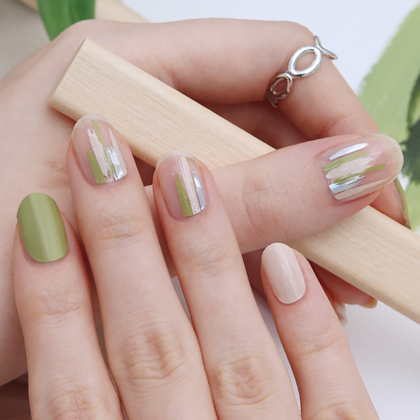 Zipkok® Gel Nail Strips - Greenery