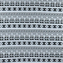 Load image into Gallery viewer, 54/56&quot; Black-White Ethnic Patterned Cotton/Polyester/Spandex Knit Fabric by the Yard
