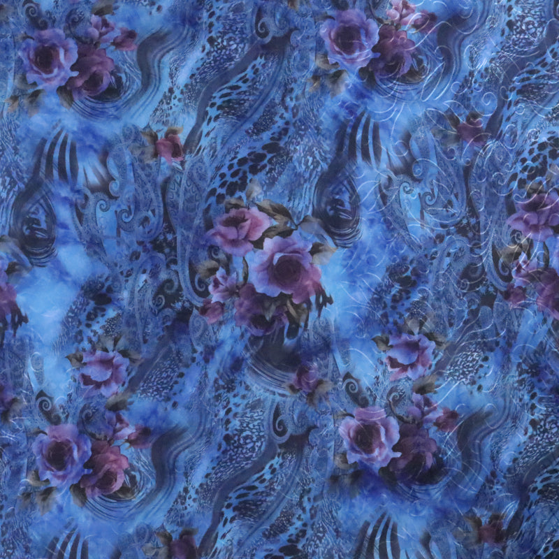 BLUE-RED  Flower Tie-Dyed Paper Print