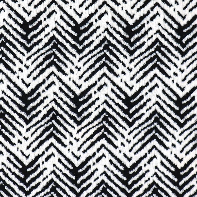 Black and White Zig Zag Arrow Patterned Cotton Poly Span Jacquard