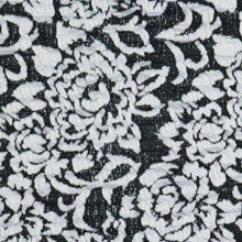 Load image into Gallery viewer, 52/54&quot; Black-Ivory Flowers with Leaves Cotton/Polyester/Spandex Knit Fabric by the Yard
