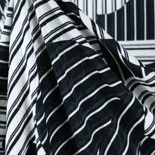 Load image into Gallery viewer, 58-60&quot; 185GSM Black/White Geometric Stripe Pattern Polyester/Spandex Knit Jacquard Fabric by the Yard
