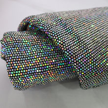 Load image into Gallery viewer, 52&quot; Cuttable Width, 200GSM, 2-Way Stretch Metallic Nylon/Polyester/Spandex with Silver Hologram Sequins Knit Fabric by the Yard
