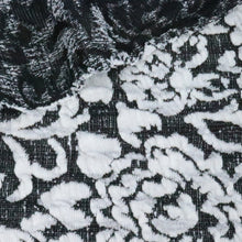 Load image into Gallery viewer, 52/54&quot; Black-Ivory Flowers with Leaves Cotton/Polyester/Spandex Knit Fabric by the Yard
