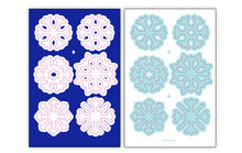 Load image into Gallery viewer, Yooniaworld White &amp; Blue Winter Snowflake Stickers 2-sheets
