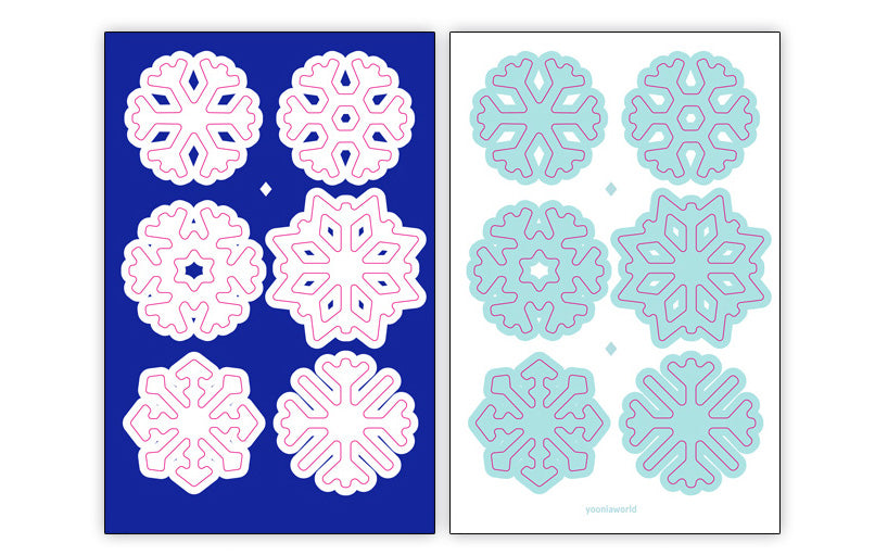 Yooniaworld White & Blue Winter Snowflake Stickers 2-sheets