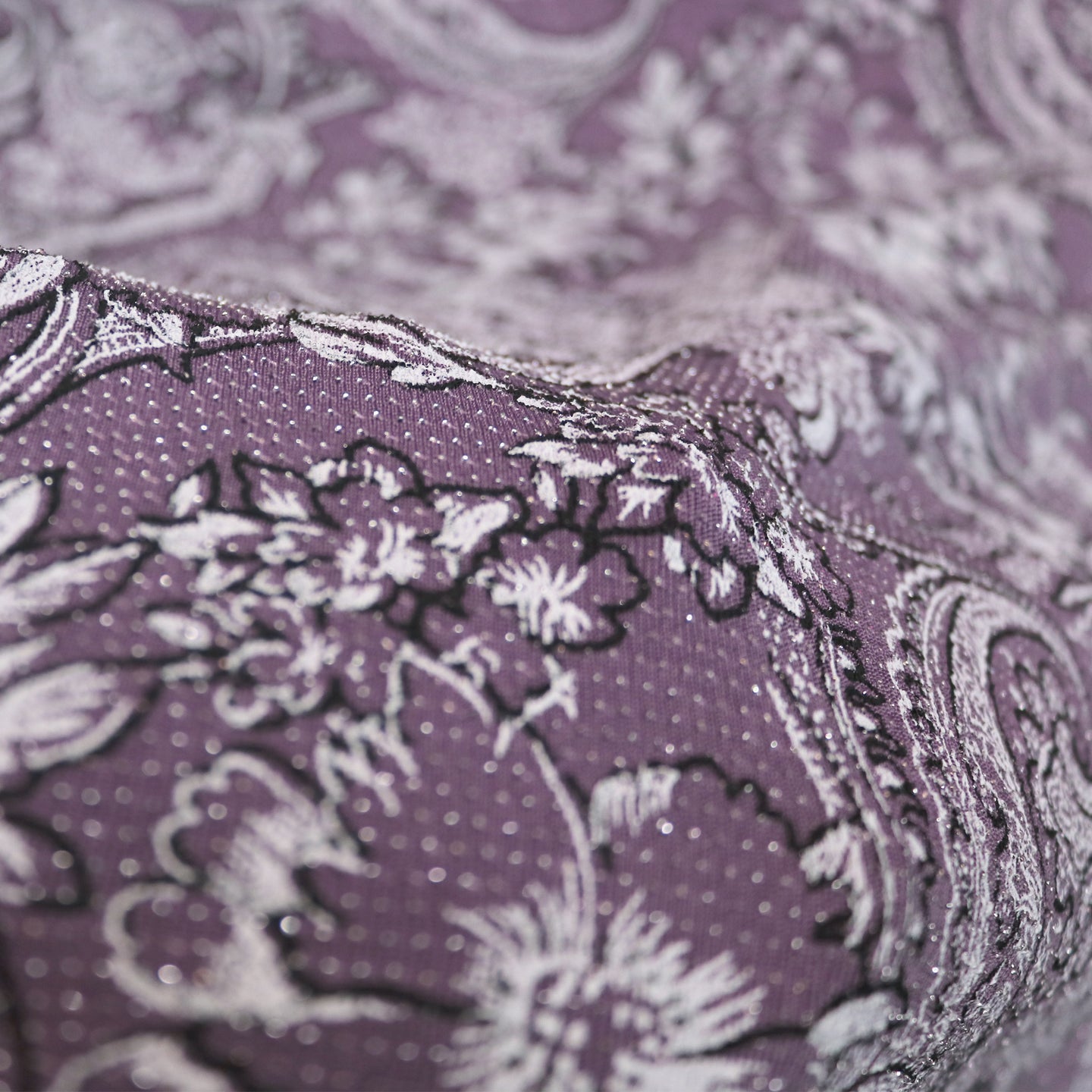 Purple Floral Nylon/Metallic/Spandex Knit Fabric with Puff by the Yard, 58-60