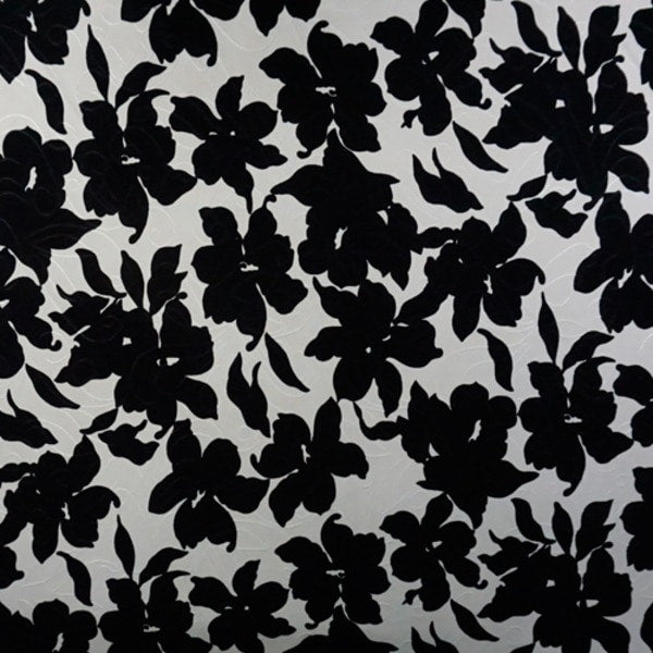 Black Flowers with White Background Single Jacquard