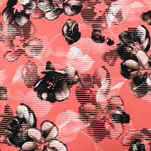 Load image into Gallery viewer, 58/60&quot; 200GSM Pink Striped Flower ITY Knit Jersey Fabric with Puff by the Yard

