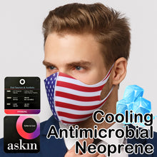 Load image into Gallery viewer, face MASK US American flag Summer Cooling Effect Anti-microbial UV protection Neoprene Fabric for Kids&amp;Adults
